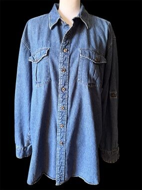 L.L. Bean blue denim button-up shirt,  Size XL- Tall. 100% cotton